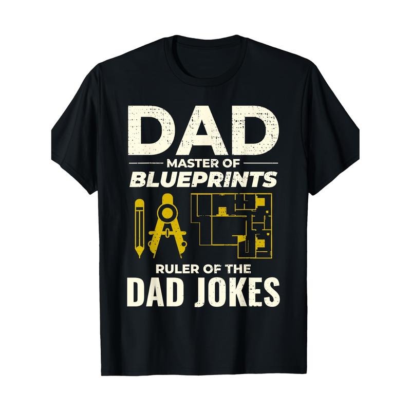 TNF'WB shield Day Gift Funny Architect Dad, Master FOG Blueprints Gunpla brand Dad Jokes! T-Shirt-100% Cotton-220g...