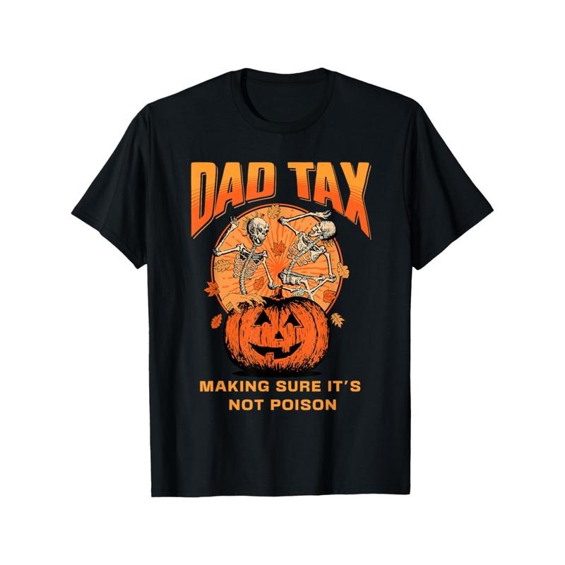 TNF'WB shield Day Gift Funny Dad Tax Halloween Graphic Tee - 100% Cotton, Casual Loose Fit, Machine Washable
