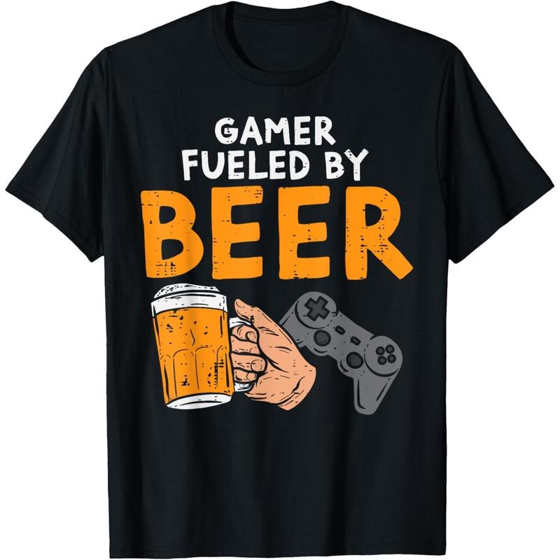 TNF'WB shield Day Gift Gamer Fueled By Funny Video Game Gaming Husband Dad Papa Men T-Shirt Graphic Graphic Tees Hoodie,...