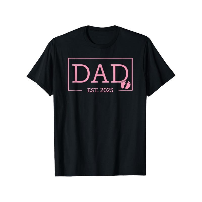 TNF'WB shield Day Gift Men'WB shield Cotton Crew Neck T-Shirt - "Dad Est 2025" Graphic Tee, Short Sleeve, Regular Fit,...