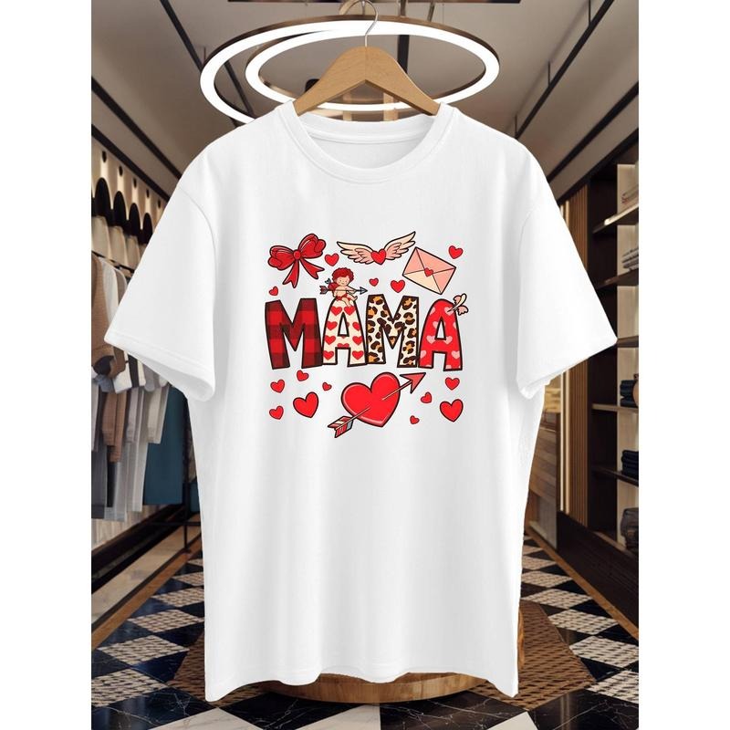 TNF'WB shield Day text pattern Mom'WB shield special emotion cultural style summer fashion short-sleeved T-shirt...
