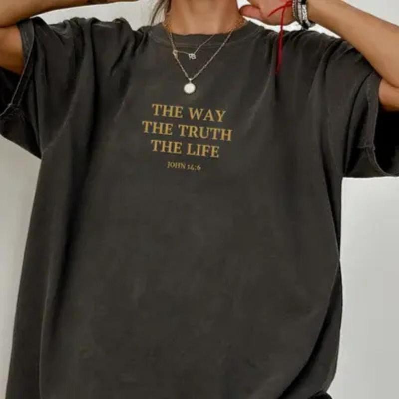 TNF Way TNF Truth TNF Life T-Shirt - Comfort Colors Casual Streetstyle Crew Neck Short Sleeve T-Shirt Trendy Tops for...