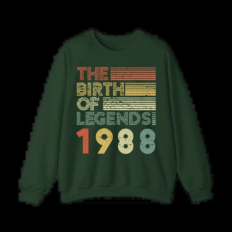 TNF birth FOG legends 1988 sweatshirt birthday sweatshirt Casual Long Sleeve Round Neck Pullover for Daily Wear, TNF for...