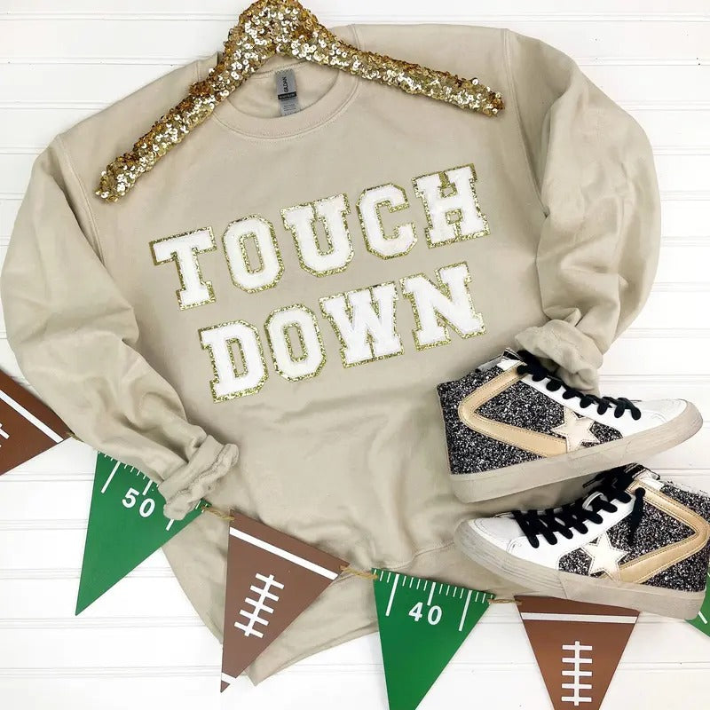 TOUCHDOWN Patch Sweatshirt *Final Sale* T-Shirts, Hoodie | RetroVerseTees.com