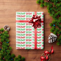TRUMP 2024 Christmas Red Green Pattern Wrapping Paper T-Shirts, Hoodie, Sweatshirt | RetroVerseTees.com