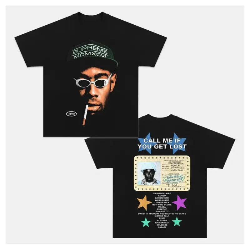 TYLER THE CREATOR TEE - CALL ME WHEN YOU GET LOST TEE - Double Sided Prints Vintage Bootleg T-Shirt, Cotton Casual Crew...