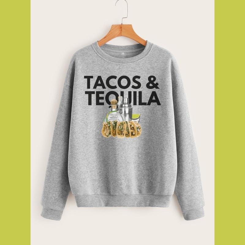 Tacos and Tequila Sweatshirt - Unisex 3 Color Options - Taco Crewneck Hoodie T-Shirts | RetroVerseTees.com