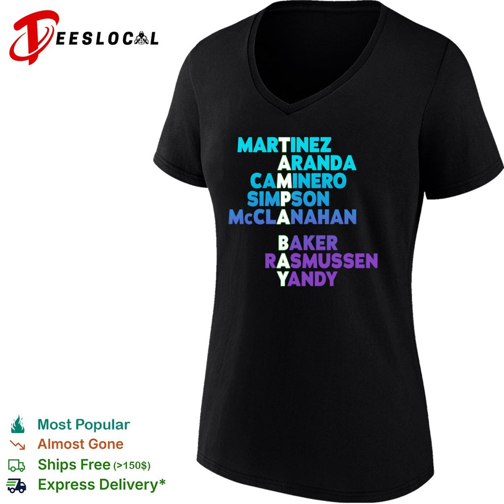 Tampa Bay Rays Roster Martinez Aranda Caminero Simpson McClanahan Baker Rasmussen Yandy shirt