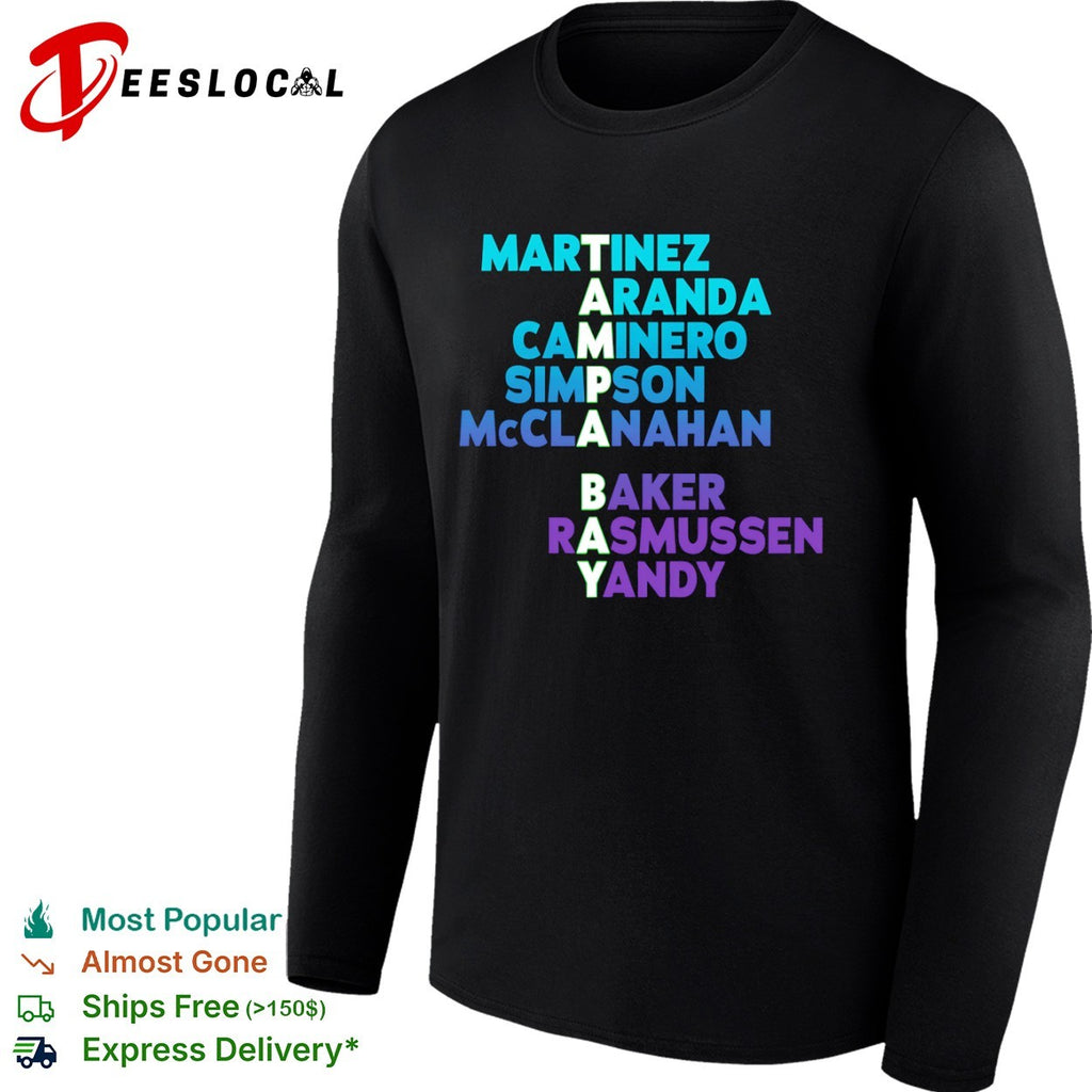 Tampa Bay Rays Roster Martinez Aranda Caminero Simpson McClanahan Baker Rasmussen Yandy shirt