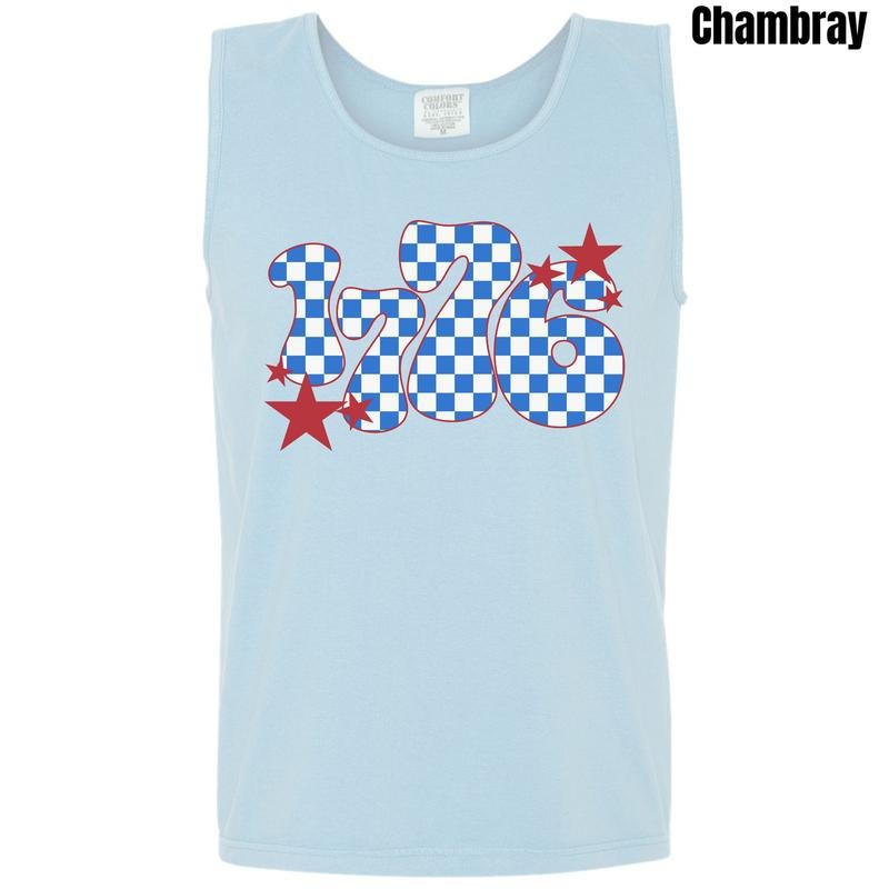 Tank Top - 1776 Blue Checker Comfort Colors Tank Top 'NLB' T-Shirts, Hoodie, Sweatshirt | RetroVerseTees.com