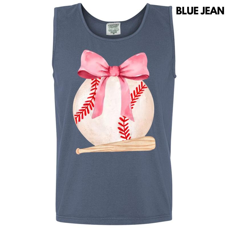 Tank Top - Baseball & Bat Coquette Comfort Colors Tank Top T-Shirts, Hoodie, Sweatshirt | RetroVerseTees.com