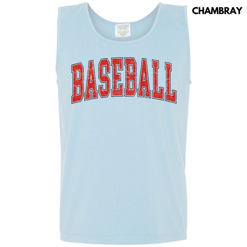 Tank Top - Baseball Varsity Letter Comfort Colors Tank Top T-Shirts, Hoodie, Sweatshirt | RetroVerseTees.com