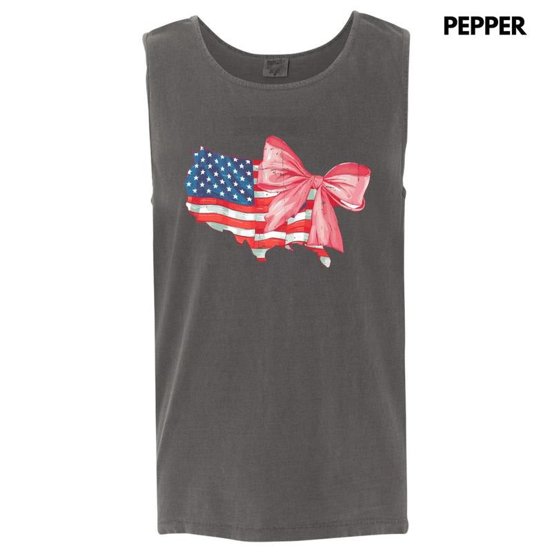 Tank Top - Bow USA Flag Comfort Colors Tank Top 'NLB' T-Shirts, Hoodie, Sweatshirt | RetroVerseTees.com