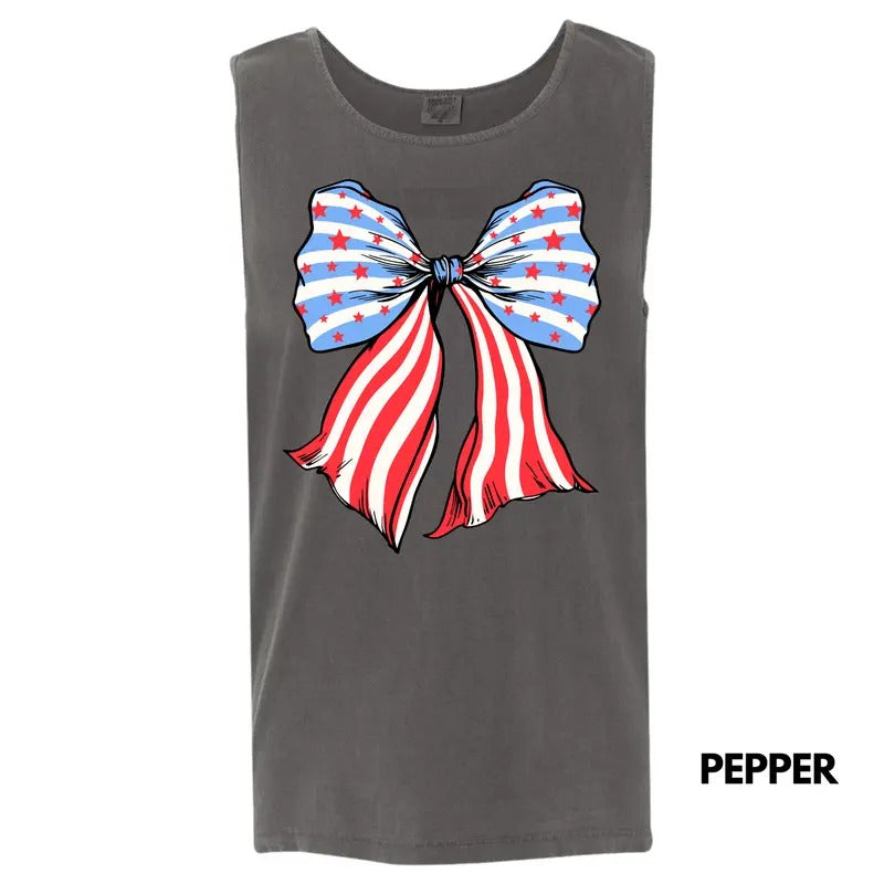 Tank Top - Bow-tiful Stars & Stripes Comfort Colors Tank Top 'NLB' T-Shirts, Hoodie, Sweatshirt | RetroVerseTees.com