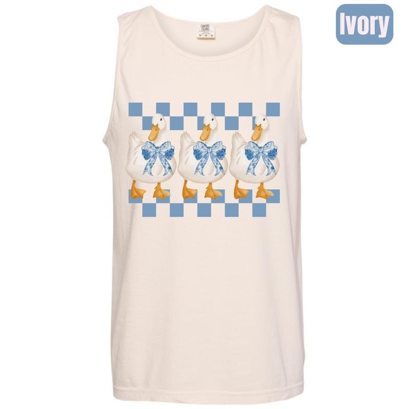 Tank Top - Checkered Coquette Goose Comfort Colors Tank Top 'NLB' T-Shirts, Hoodie, Sweatshirt | RetroVerseTees.com