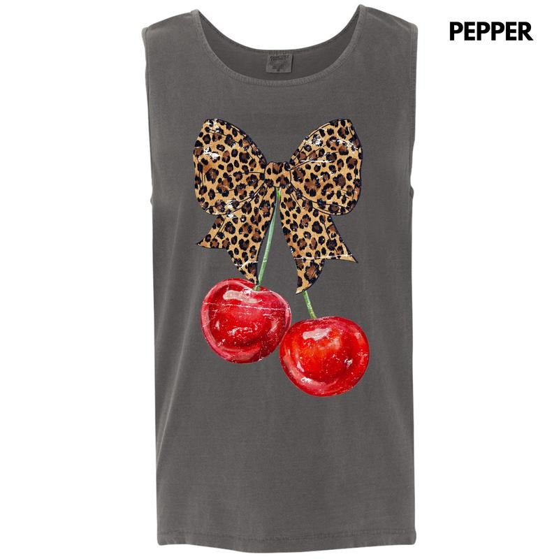 Tank Top - Cheetah Bow Cherries Comfort Colors Tank Top 'NLB' T-Shirts, Hoodie, Sweatshirt | RetroVerseTees.com