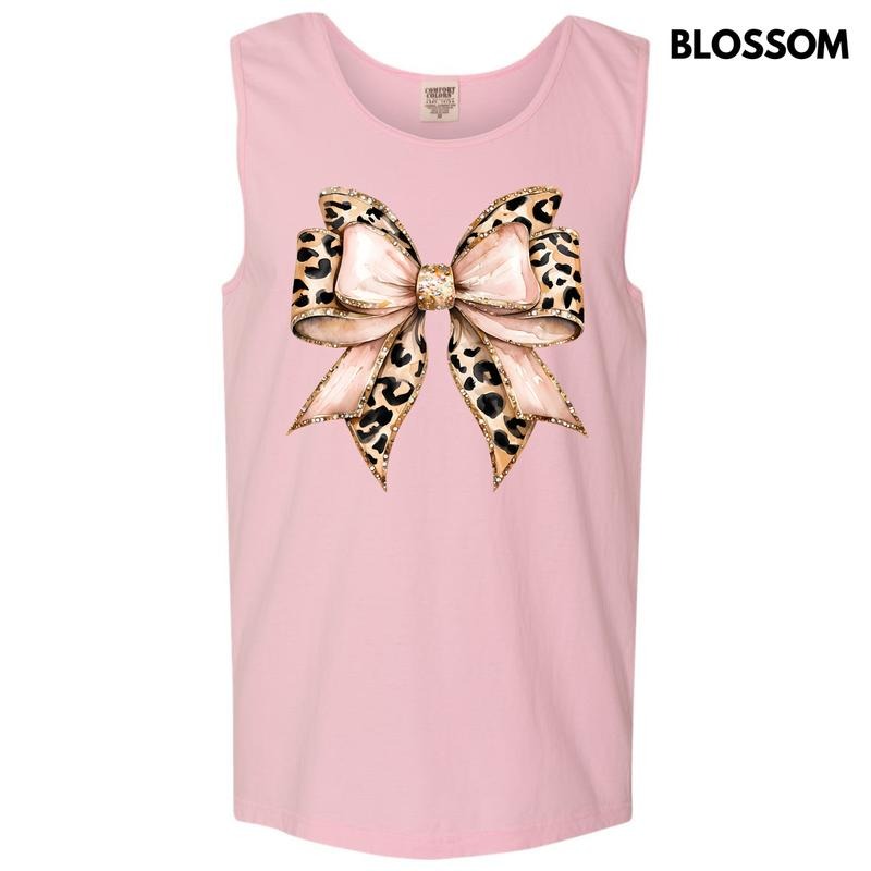 Tank Top - Cheetah Faux Glitter Bow Comfort Colors Tank Top 'NLB' T-Shirts, Hoodie, Sweatshirt | RetroVerseTees.com