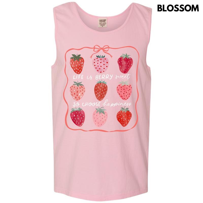 Tank Top - Choose Happiness Strawberry Collage Comfort Colors Tank Top 'NLB' T-Shirts, Hoodie, Sweatshirt