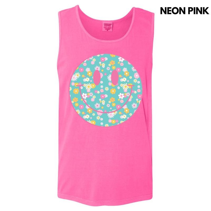 Tank Top - Ditzy Flower Happy Face Comfort Colors Tank Top T-Shirts, Hoodie, Sweatshirt | RetroVerseTees.com