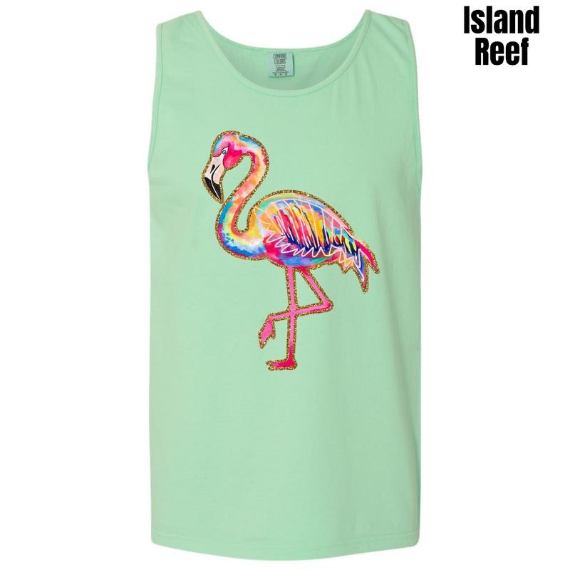Tank Top - Flamingo Color Splash Comfort Colors Tank Top 'NLB' T-Shirts, Hoodie, Sweatshirt | RetroVerseTees.com