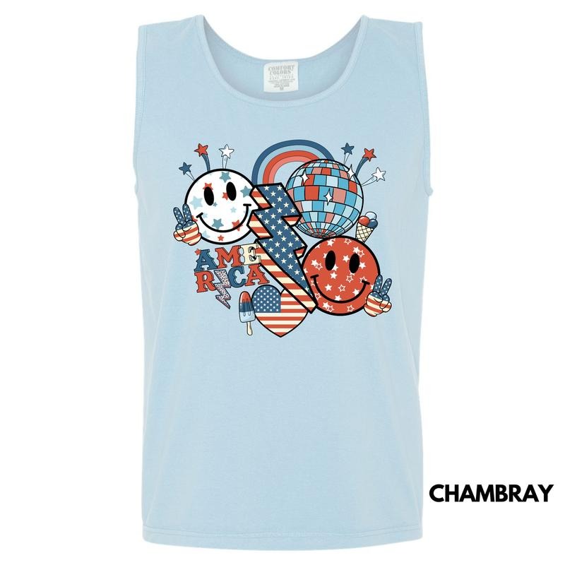 Tank Top - Fun America Collage Comfort Colors Tank Top 'NLB' T-Shirts, Hoodie, Sweatshirt | RetroVerseTees.com