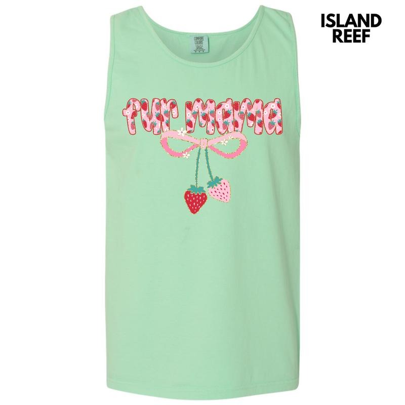 Tank Top - Fur Mama Strawberry Coquette Comfort Colors Tank Top 'NLB' T-Shirts, Hoodie, Sweatshirt | RetroVerseTees.com