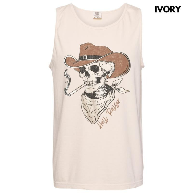 Tank Top - Hell Raiser Cowboy Comfort Colors Tank Top T-Shirts, Hoodie, Sweatshirt | RetroVerseTees.com