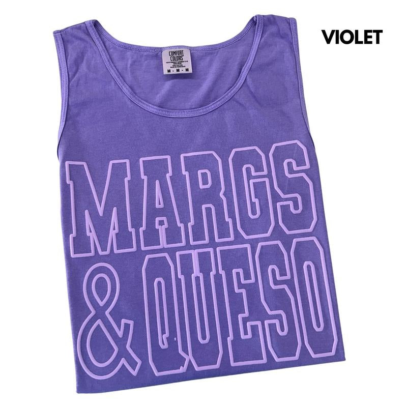 Tank Top - Lavender Margs & Queso Puff Comfort Colors Tank Top T-Shirts, Hoodie, Sweatshirt | RetroVerseTees.com