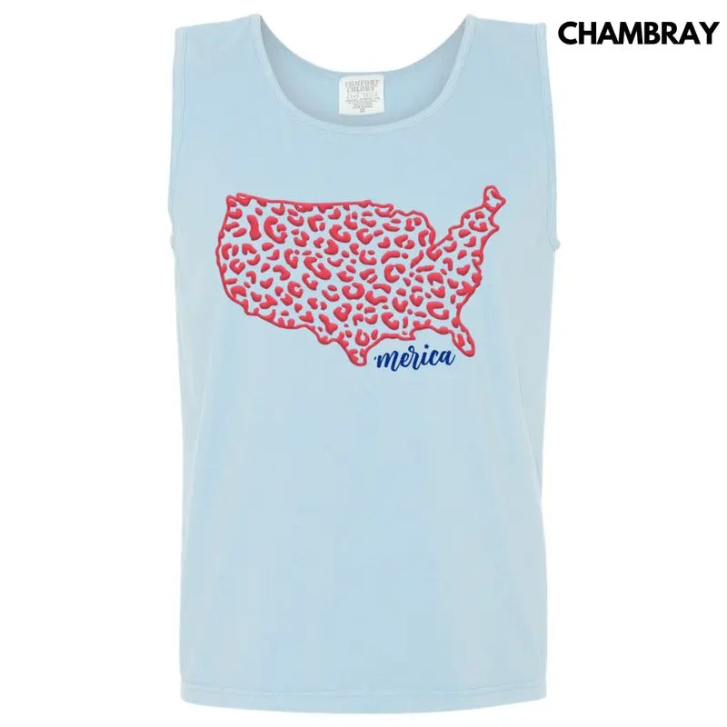 Tank Top - Leopard United States Puff Comfort Colors Tank Top T-Shirts, Hoodie, Sweatshirt | RetroVerseTees.com