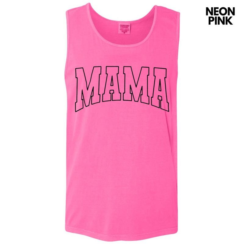 Tank Top - Mama Black Outline Puff Comfort Colors Tank Top T-Shirts, Hoodie, Sweatshirt | RetroVerseTees.com