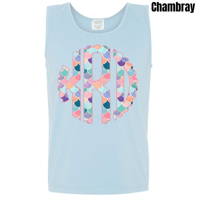 Tank Top - Mermaid Monogram Comfort Colors Tank Top 'NLB' T-Shirts, Hoodie, Sweatshirt | RetroVerseTees.com