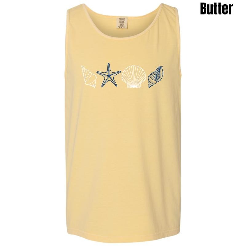 Tank Top - Nautical Shells Comfort Colors Tank Top 'NLB' T-Shirts, Hoodie, Sweatshirt | RetroVerseTees.com