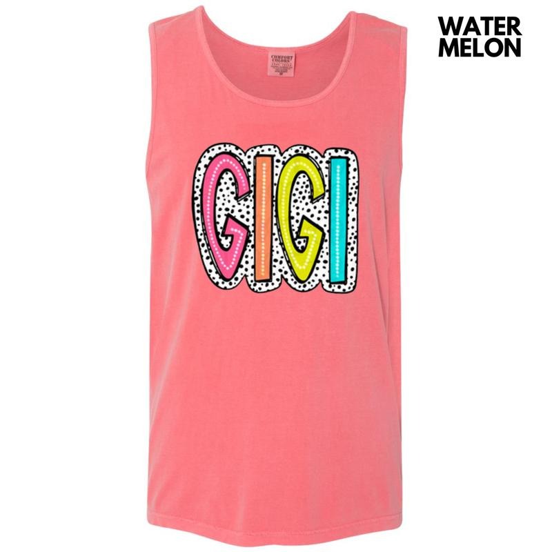 Tank Top - Neon Spotted Gigi Comfort Colors Tank Top T-Shirts, Hoodie, Sweatshirt | RetroVerseTees.com