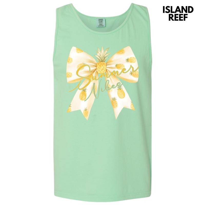 Tank Top - Pineapple Summer Bow Comfort Colors Tank Top 'NLB' T-Shirts, Hoodie, Sweatshirt | RetroVerseTees.com