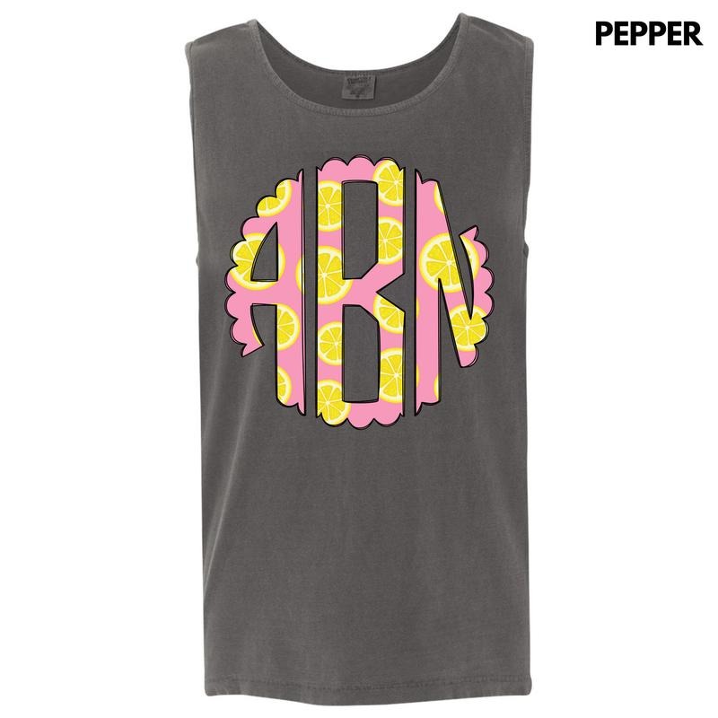 Tank Top - Pink Lemonade Monogram Comfort Colors Tank Top 'NLB' T-Shirts, Hoodie, Sweatshirt | RetroVerseTees.com