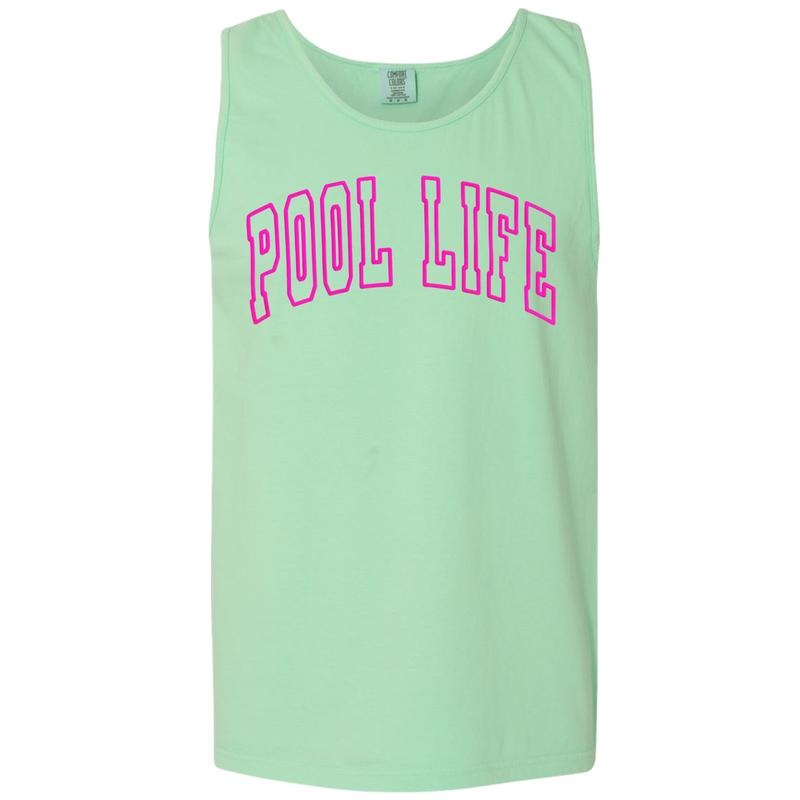 Tank Top - Pool Life Pink PUFF Comfort Colors Tank Top T-Shirts, Hoodie, Sweatshirt | RetroVerseTees.com