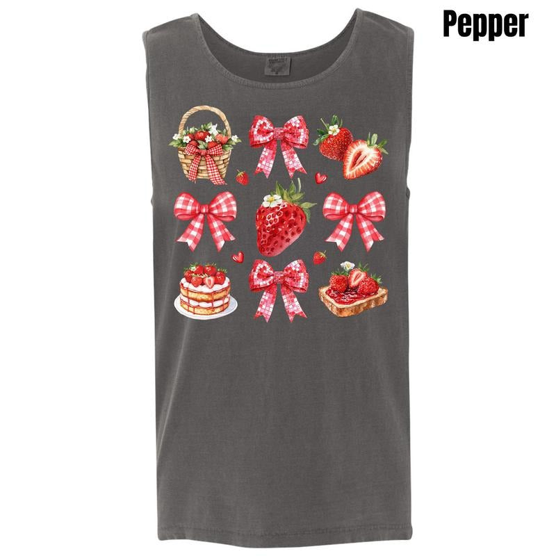 Tank Top - Red Berry Bow Collage Comfort Colors Tank Top 'NLB' T-Shirts, Hoodie, Sweatshirt | RetroVerseTees.com