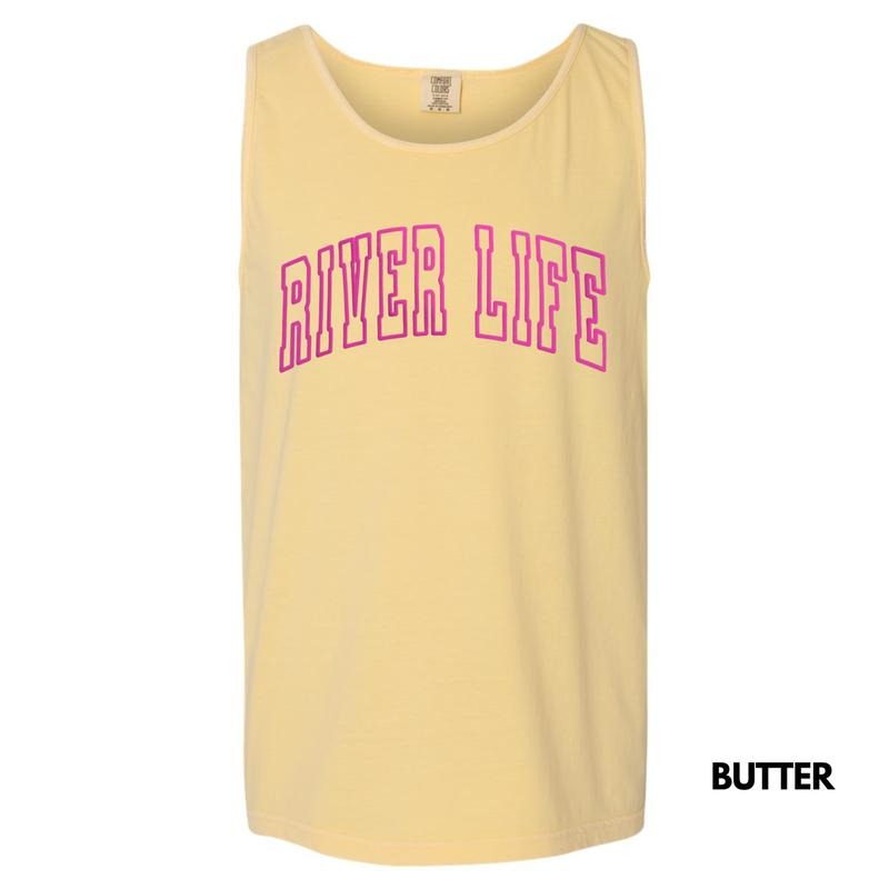 Tank Top - River Life Pink Puff Comfort Colors Tank Top T-Shirts, Hoodie, Sweatshirt | RetroVerseTees.com