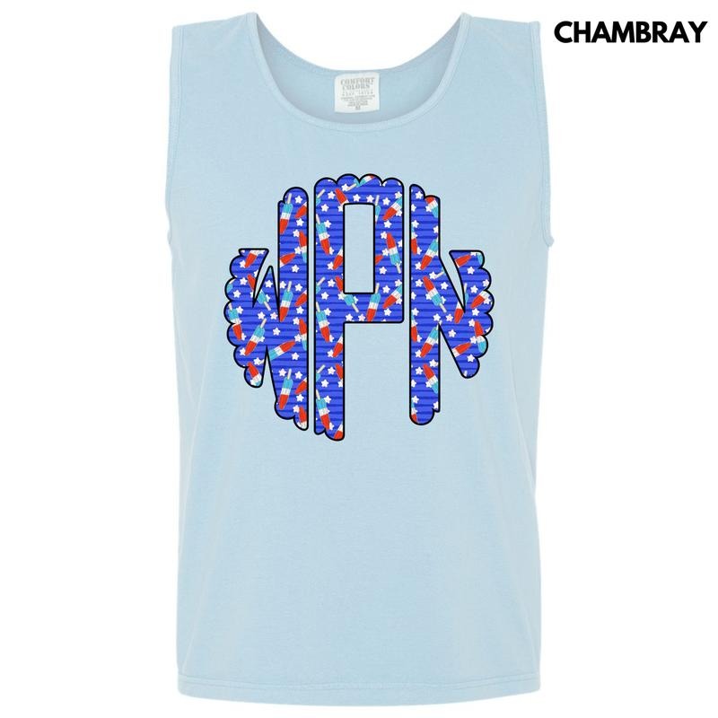 Tank Top - Rocket Pop Monogram Comfort Colors Tank Top 'NLB' T-Shirts, Hoodie, Sweatshirt | RetroVerseTees.com