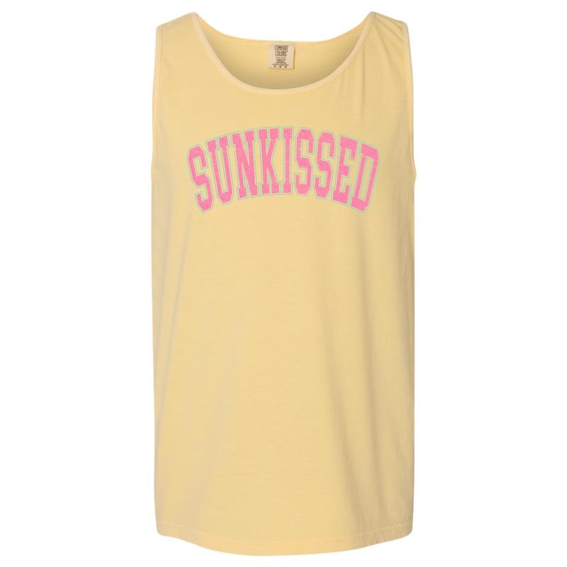 Tank Top - SUNKISSED Varsity Letter Comfort Colors Tank Top 'NLB' T-Shirts, Hoodie, Sweatshirt | RetroVerseTees.com