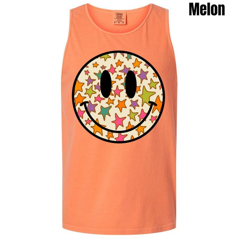 Tank Top - Sepia Stars Happy Face Comfort Colors Tank Top 'NLB' T-Shirts, Hoodie, Sweatshirt | RetroVerseTees.com