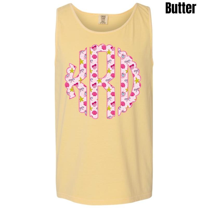 Tank Top - Shells & Bows Monogram Comfort Colors Tank Top 'NLB' T-Shirts, Hoodie, Sweatshirt | RetroVerseTees.com