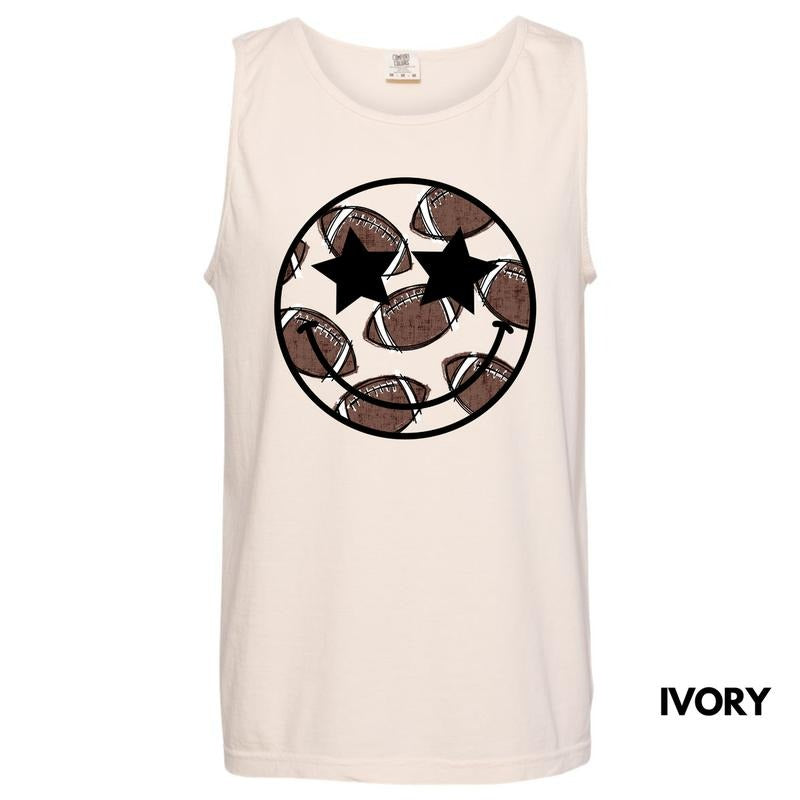 Tank Top - Sketched Football Happy Face Comfort Colors Tank Top 'NLB' T-Shirts, Hoodie, Sweatshirt | RetroVerseTees.com