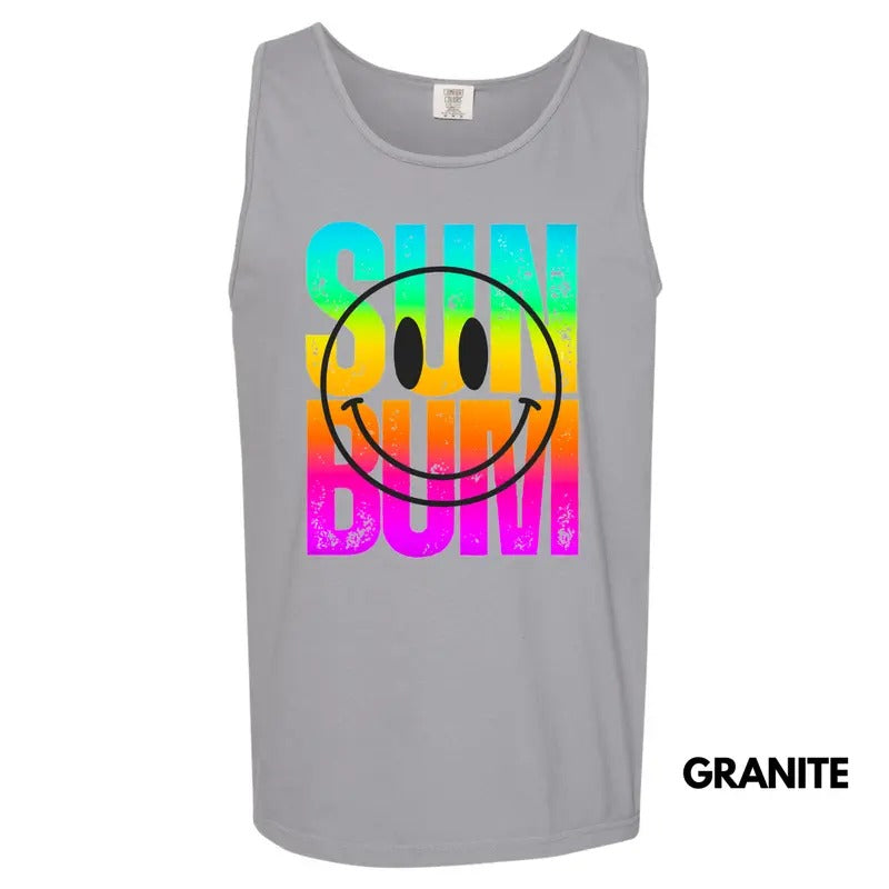 Tank Top - Sun Bum Colorful Happy Face Comfort Colors Tank Top 'NLB' T-Shirts, Hoodie, Sweatshirt | RetroVerseTees.com