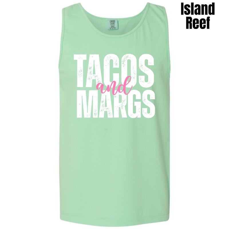 Tank Top - Tacos & Margs White Comfort Colors Tank Top 'NLB' T-Shirts, Hoodie, Sweatshirt | RetroVerseTees.com