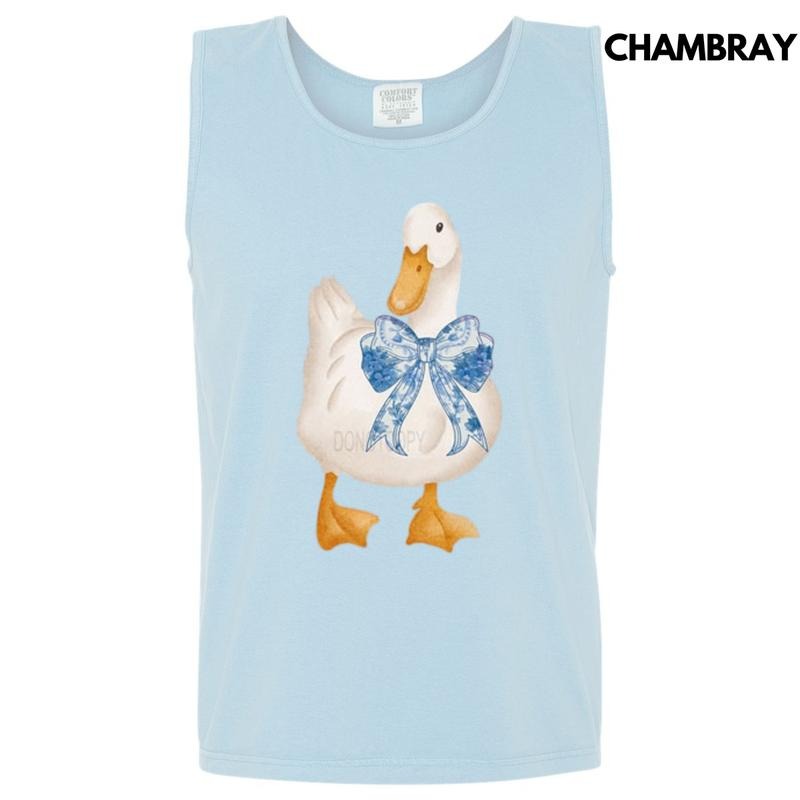 Tank Top - Vintage Goose Blue Bow Comfort Colors Tank Top T-Shirts, Hoodie, Sweatshirt | RetroVerseTees.com