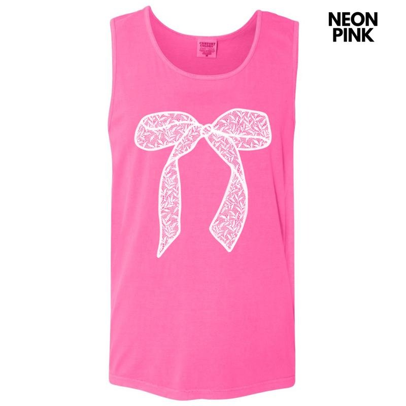 Tank Top - White Lace Bow Comfort Colors Tank Top 'NLB' T-Shirts, Hoodie, Sweatshirt | RetroVerseTees.com