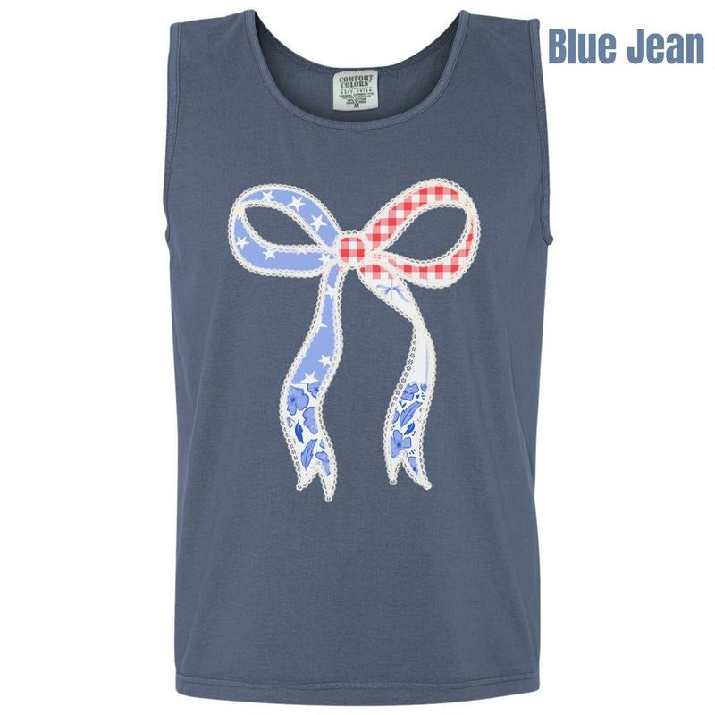 Tank Top -Americana Bow Comfort Colors Tank Top 'NLB' T-Shirts, Hoodie, Sweatshirt | RetroVerseTees.com