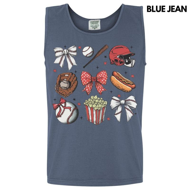 Tank Top -Baseball Bow Collage Comfort Colors Tank Top T-Shirts, Hoodie, Sweatshirt | RetroVerseTees.com