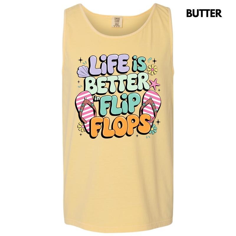 Tank Top -Better In Flip Flops Comfort Colors Tank Top 'NLB' T-Shirts, Hoodie, Sweatshirt | RetroVerseTees.com